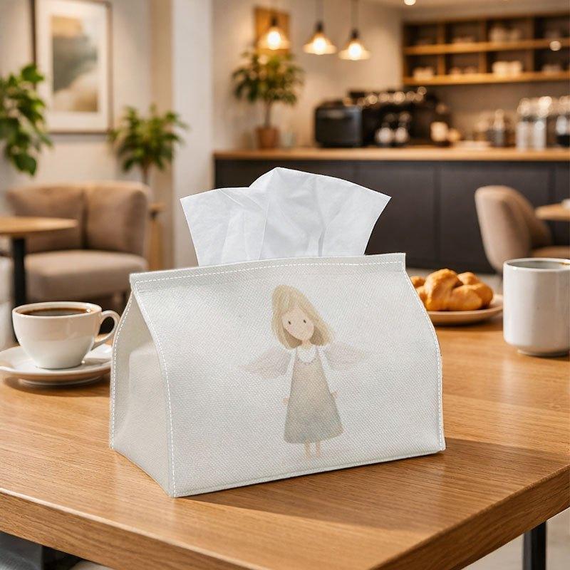 1pc Soft Pastel Illustration Tissue Box | Durable, Angel Girl Gentle Minimal Suitable for Living Room Accent, Bedroom Decor, Encouragement Gifts, Work