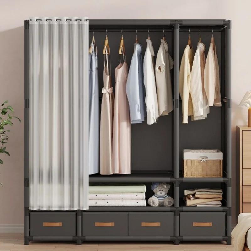 Dustproof Wardrobe With Drawer Household Foldable Multi-layer Wardrob DIY Assembly Storage Wardrobe Bedroom Open Storage Cabinet