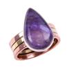 Natural Charoite Gemstone Handmade 925 Solid Silver Two Tone Ring Size 7US z9G18