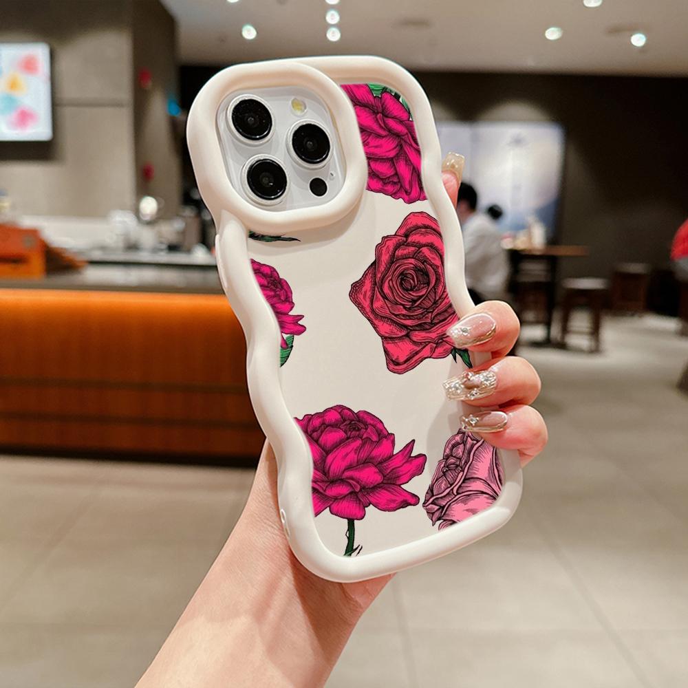 LZ16 Flower Wave Silicone Phone Cases for Samsung A15 S23 FE S24 Ultra A34 A54 A14 A55 Motorola G32 OnePlus Soft Cover