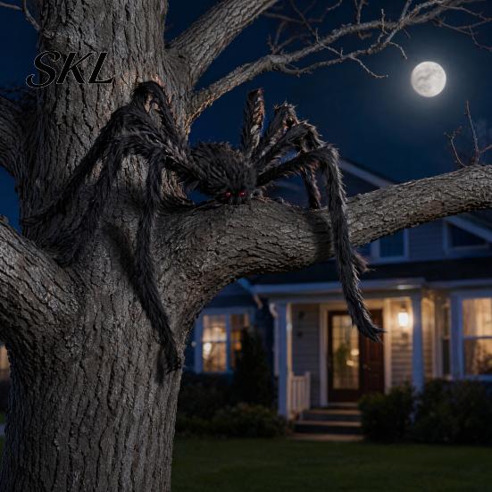 Realistic Spider Prop Halloween Decoration, Large Fake Furry with Red Plush Toy Eyes for Outdoor Indoor Yard Home Party Haunted House Decor