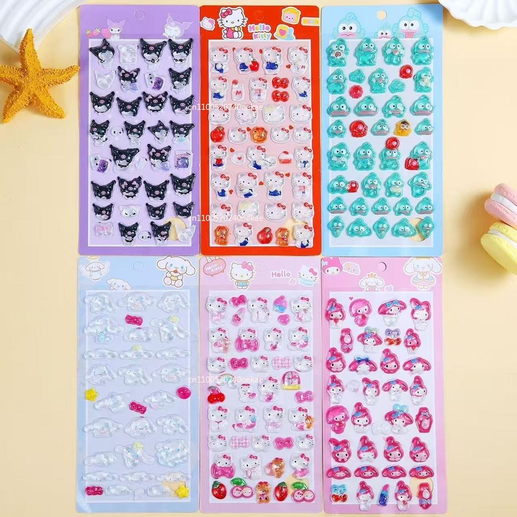3D мультяшные рельефные наклейки с котиками, эстетические наклейки Sanrio Black Rice Melody, студенческая канцелярия, сувениры для вечеринок, подарки для класса