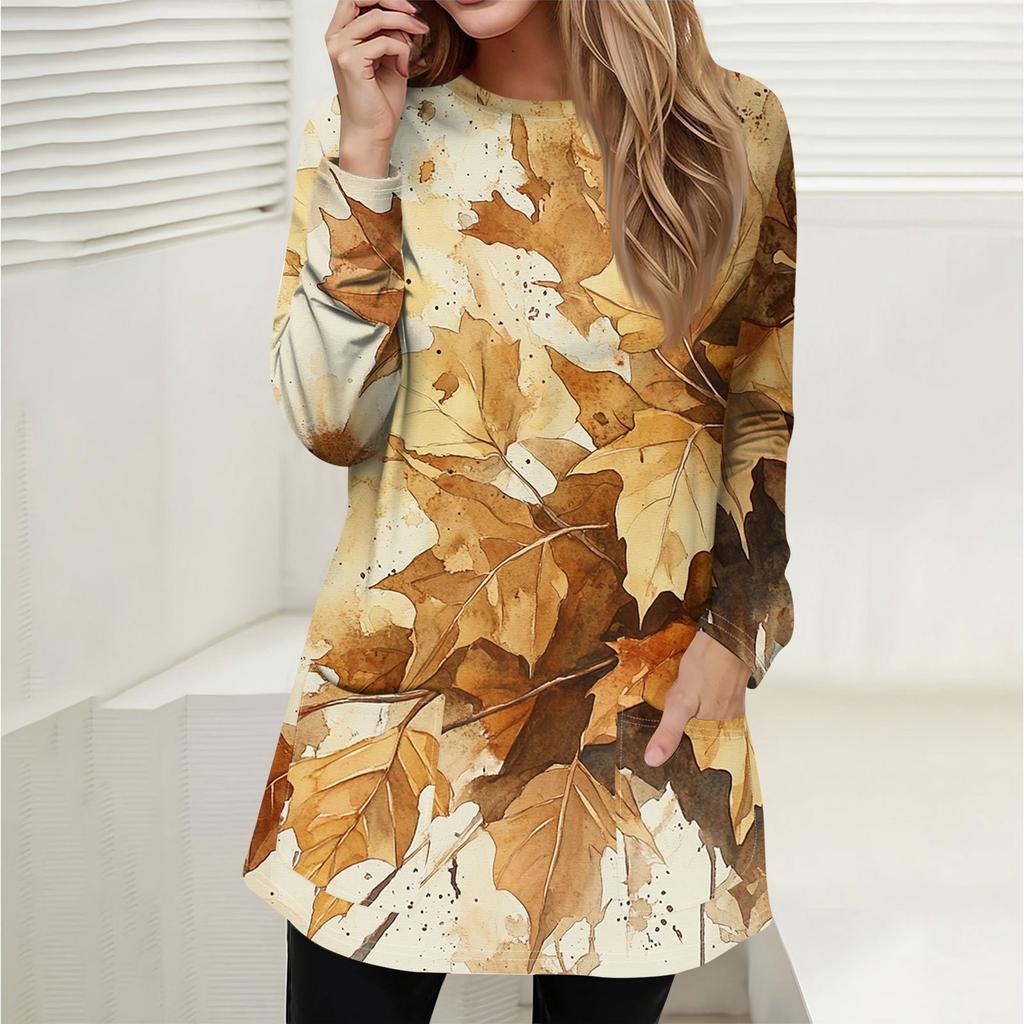 Women's Sweatshirt Pullover Active Sportswear Pocket Print Casual Round Neck Long Sleeve Top