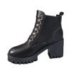 Women's Shoes High Quality Lace Up Women's Boots Winter Round Toe Solid Short Barrel Chunky Heel Fashion Boots Zapatos De Mujer