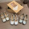 Французские балетки серебристые женские 2025 новая летняя юбка Мэри Джейн маленькие кожаные туфли балетные вечерние туфли