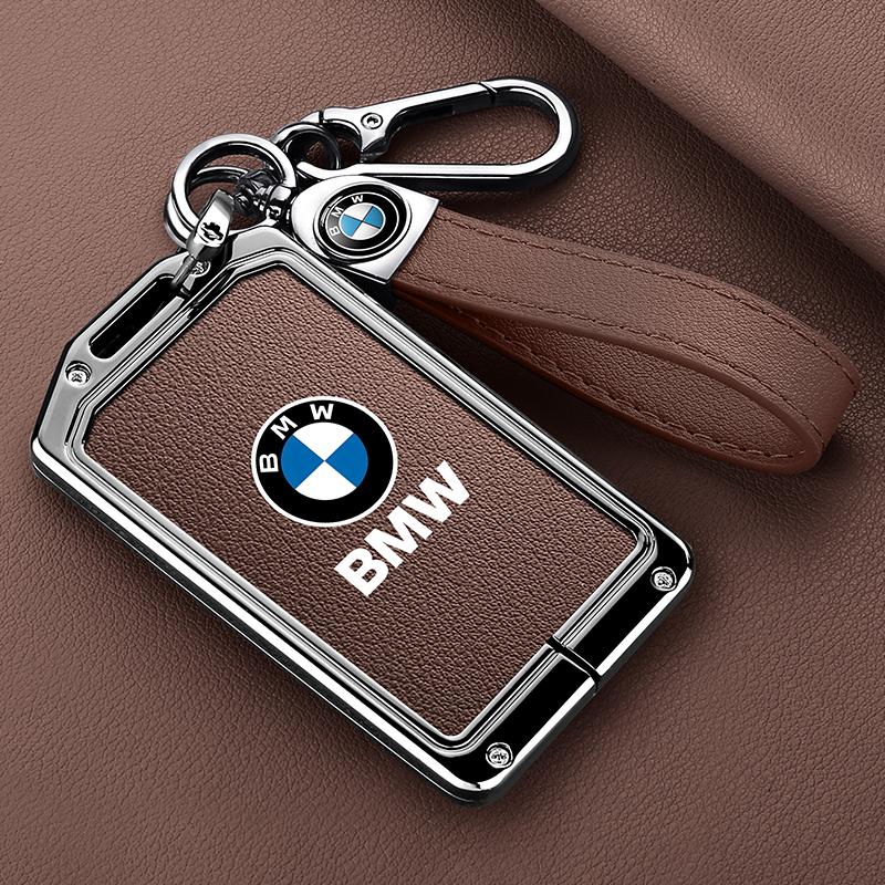MZIZ2 Vintage Leather Car Remote Card NFC Key Case Fob Cover For BMW 1 3 5 7 Series X1 X3 X5 X6 X7 535le Auto Keychain Accessories