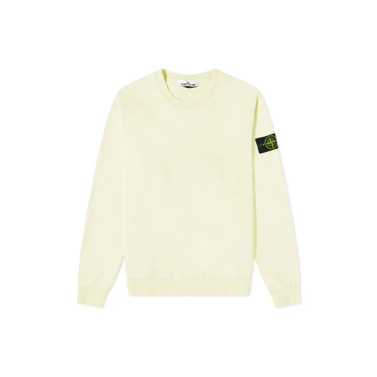 STONE ISLAND Мужская толстовка с круглым вырезом и логотипом на рукаве Ss21 Желтая 741563051-V0031