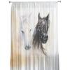 Black White Horse Watercolor Painting Tulle Sheer Window Curtains for Living Room Kitchen Children Bedroom Voile Hanging Curtain