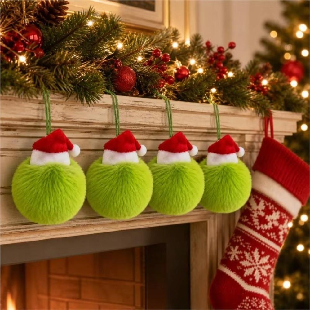 6PCS Plush Balls Christmas Tree Hanging Ornament Fluffy Ball Hanging Ornaments Christmas Tree Decor