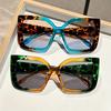 New Large Frame Oversized Square Sunglasses with Gradient Lenses Versatile Color Contrasting & Leopard Print Frames Glasses