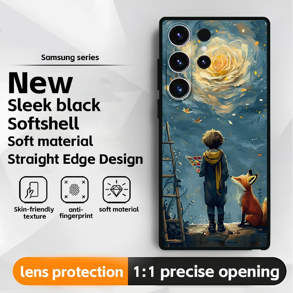 Аниме Маленький принц Чехол для телефона для Samsung Galaxy S25 S24 S23 S22 S21 S20 Plus Ultra Note20 Мягкий Черный