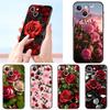 Роскошный Чехол Для Телефона Apple iPhone 11 15 14 Pro MAX 12 13 7 8 Plus X XR XS MAX SE Черный Чехол Funda Красивые Красные Розы