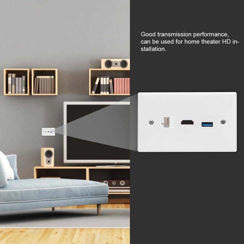Бытовая панель интерфейса CAT6 HDMI USB3.0 с зажимом на настенной пластине, стандарт США