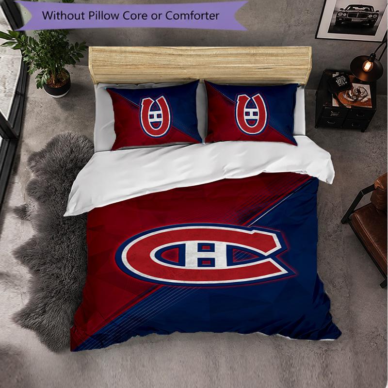 Montreal Canadiens Pattern Microfiber 3Pcs Bedding Set Decor Duvet Cover Set For Bedroom Home Use