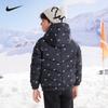 Nike Куртка-пуховик с капюшоном и принтом логотипа по всей поверхности, теплая, удобная, универсальная, детская, черная, NY2242055GS-001