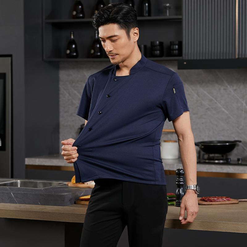 Дышащая униформа для ресторана Рабочая рубашка для кухни Мужская и женская короткорукавная куртка шеф-повара Униформа для сферы общественного питания и приготовления пищи