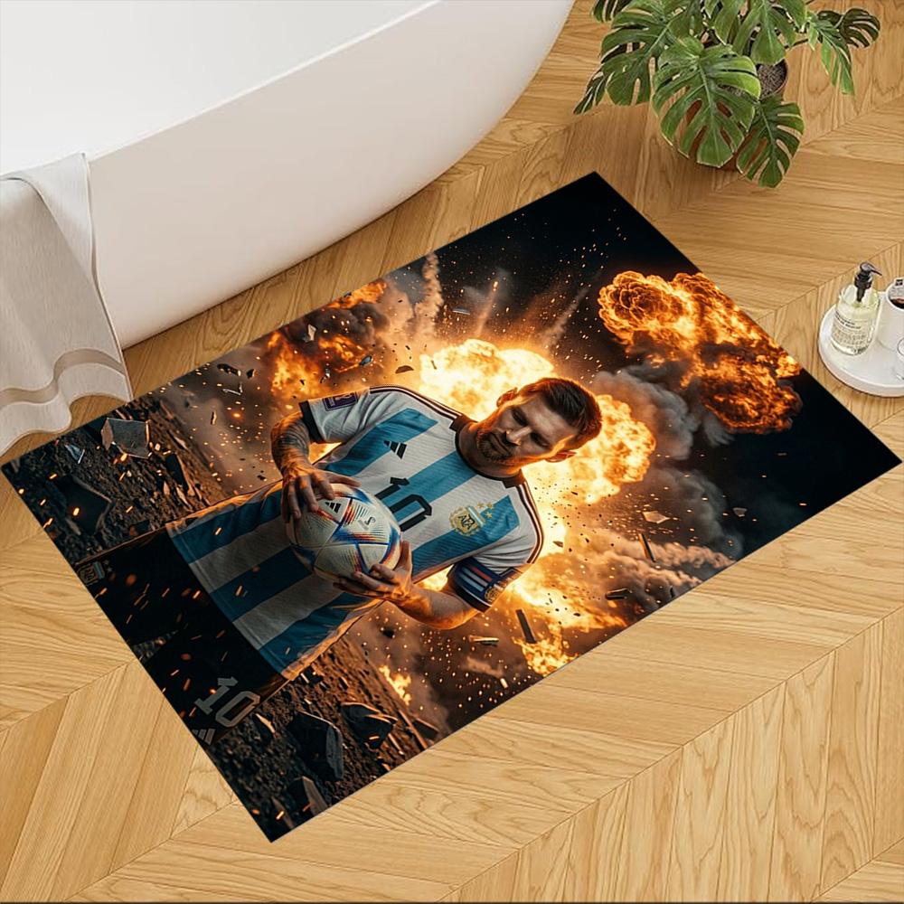 Football Messi Floor Mat Design for Decorate room Living Rooms Hallway Entryway Anti-slip Rug Anime Office Decor Wedding Party Gift