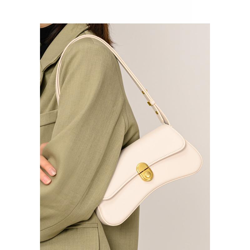 A Niche Design Baguette Leather French Underarm Bag, A Simple Commuting Single-shoulder Crossbody Bag