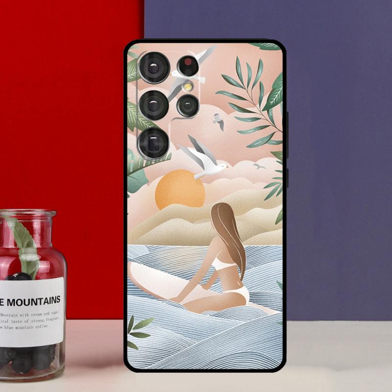 Чехол для телефона Samsung Galaxy S25 Ultra S9 S10 S20 S22 Plus S21 FE S23 S24 Ultra с изображением доски для серфинга, серфинга, девушки-серфера