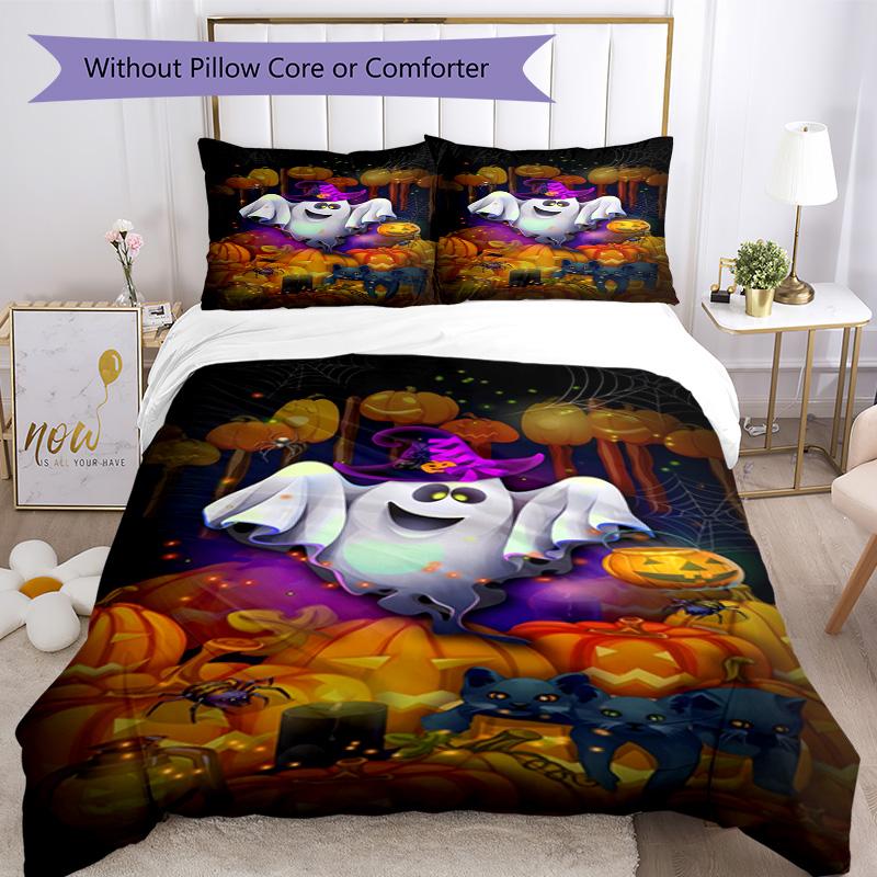 Halloween Bedding Set Breathable Duvet Cover with Pillowcases Decorative Bed Linen for Bedroom Home Decoration Birthday Gift