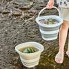 Складное ведро для воды, незаменимое для рыбалки, кемпинга, путешествий. Складное ведро с ручкой для удобного хранения. Для использования на открытом воздухе.