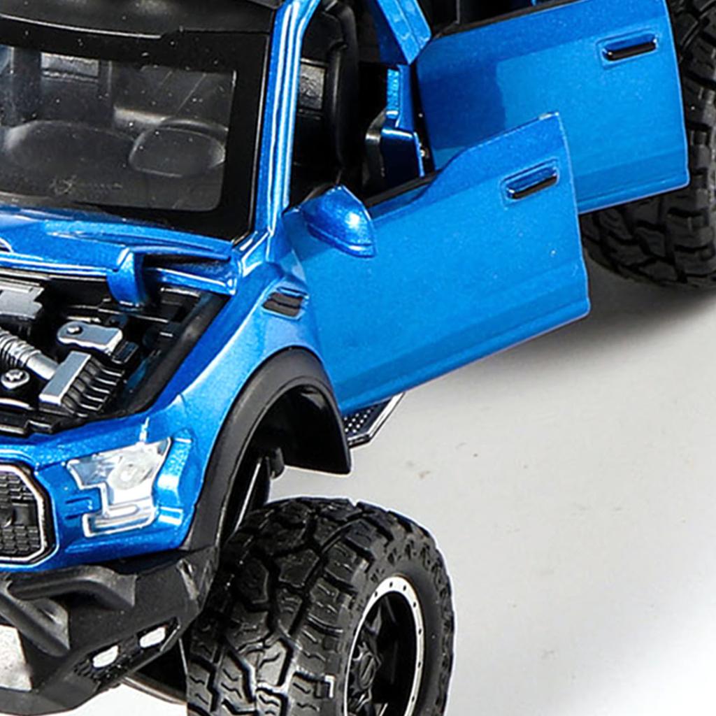 1/28 Модель автомобиля F150 из сплава, Игрушечный транспорт для детей с имитацией звука и света, Внедорожник для детей, Синий