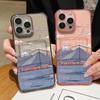 Мягкий силиконовый прозрачный чехол для телефона с отделением для карт для iPhone 16 Pro 15 14 13 Pro Max 12 11 с рисунком Фудзиямы, противоударный защитный чехол для объектива