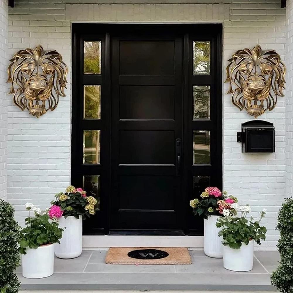 Rare Find Large Lion Head Wall Mounted Art Sculpture Gold Resin Lion Head Art Wall Luxury Decor Kitchen Wall Bedroom Dropshippin