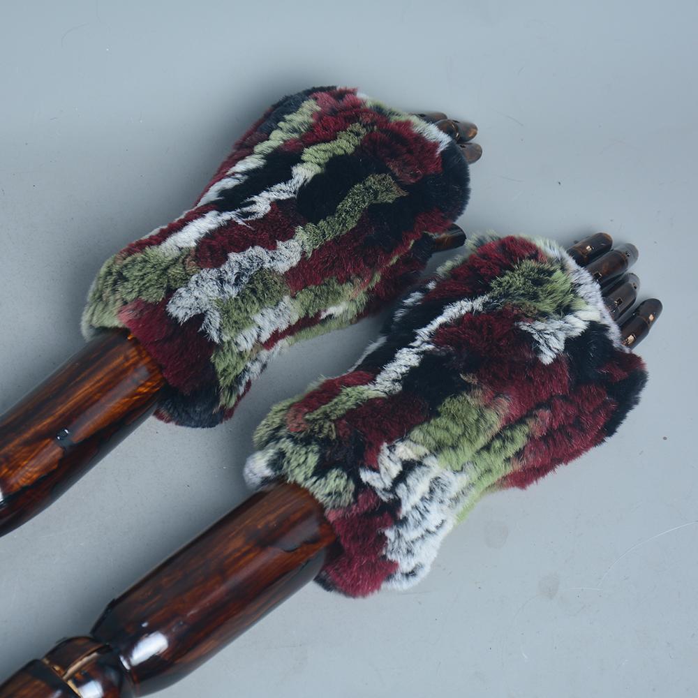 Новые женские вязаные варежки из 100% натурального меха кролика рекс, зимние теплые женские перчатки без пальцев из натурального меха, вязаные меховые варежки ручной работы