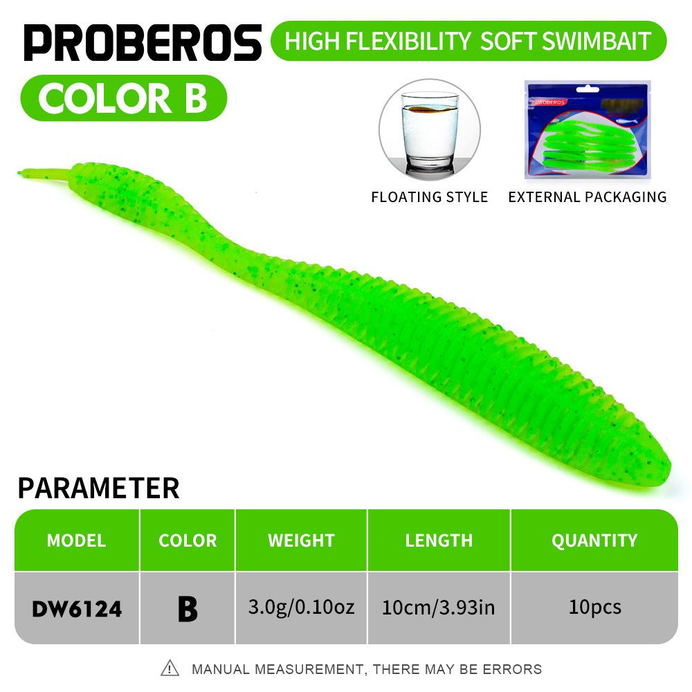 10PC Fishing Soft Bait, Needle Tail Thread Road Bait, Inverted Fishing Bait, Floating Water Soft Insect Biomimetic False Bait