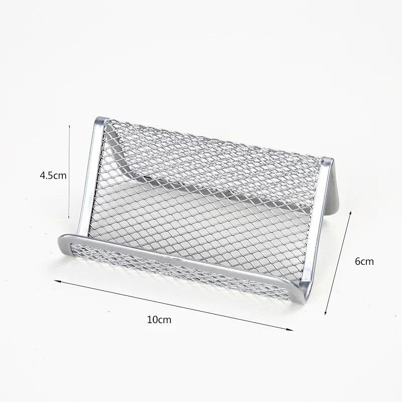 1pc Black Metal Mesh Business Card Cellphone Holder for Office Desk Visit Name Card Display Holder Stand Stock Organizer