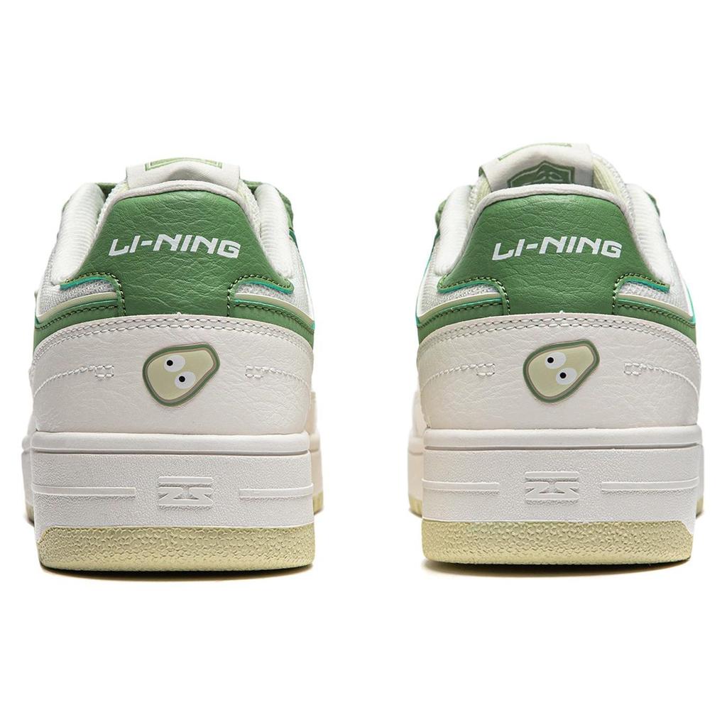 Li Ning Tian Ji Casual Versatile Thick Sole Height Increasing Non-Slip Wear-Resistant Low-Top Skate Shoes Women Sneaker White Green AGCU096-1
