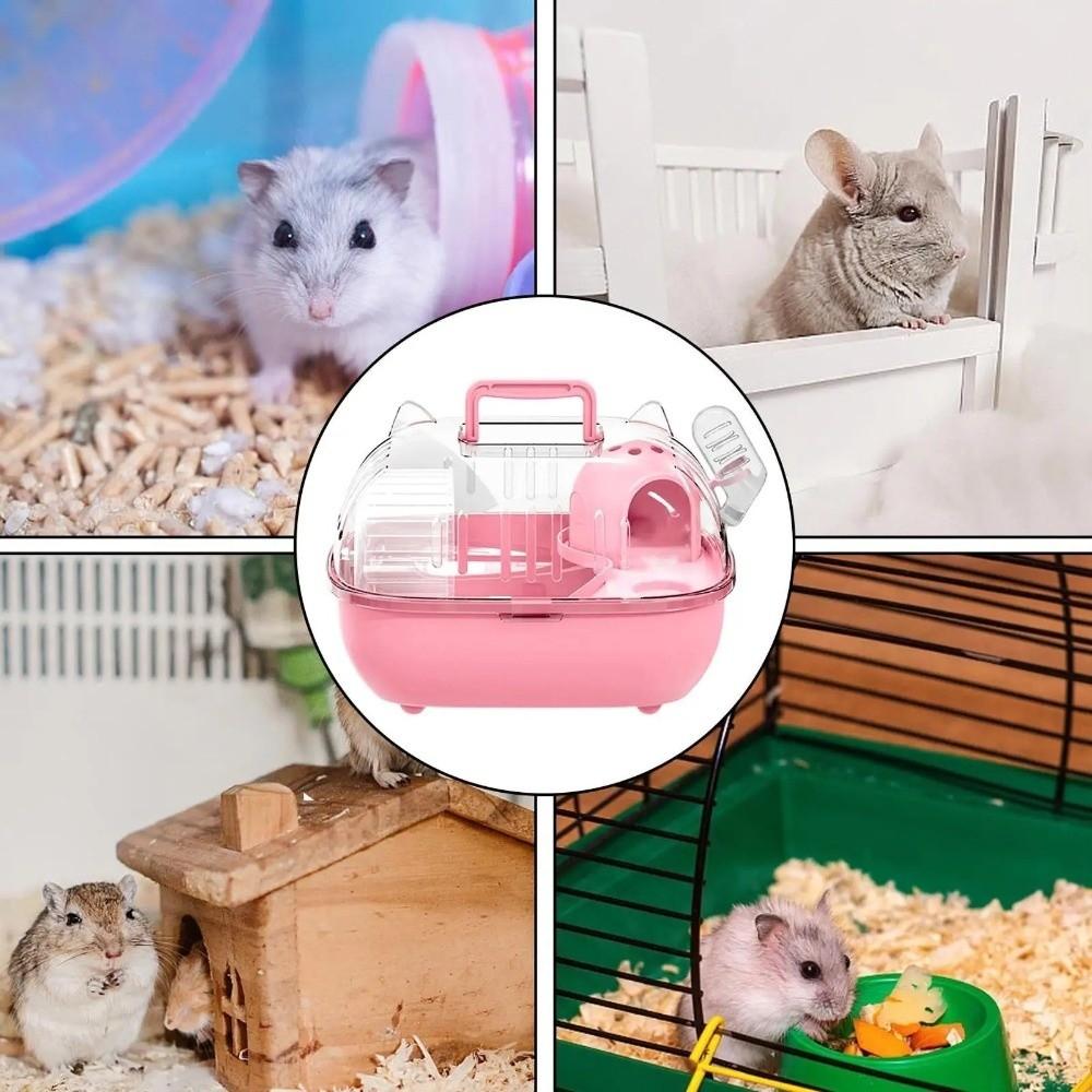 Transparent Cover Hamster Carrier Box Large Space Hamster Habitat Travel Hamster Cage Car Outing