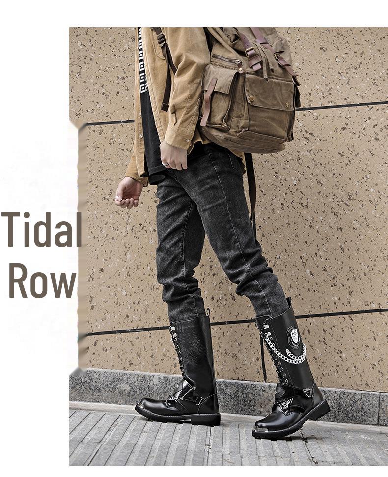 Men's Korean Martin Boots: Height-Boosting Denim Motorcycle and Punk Stage Leather Boots