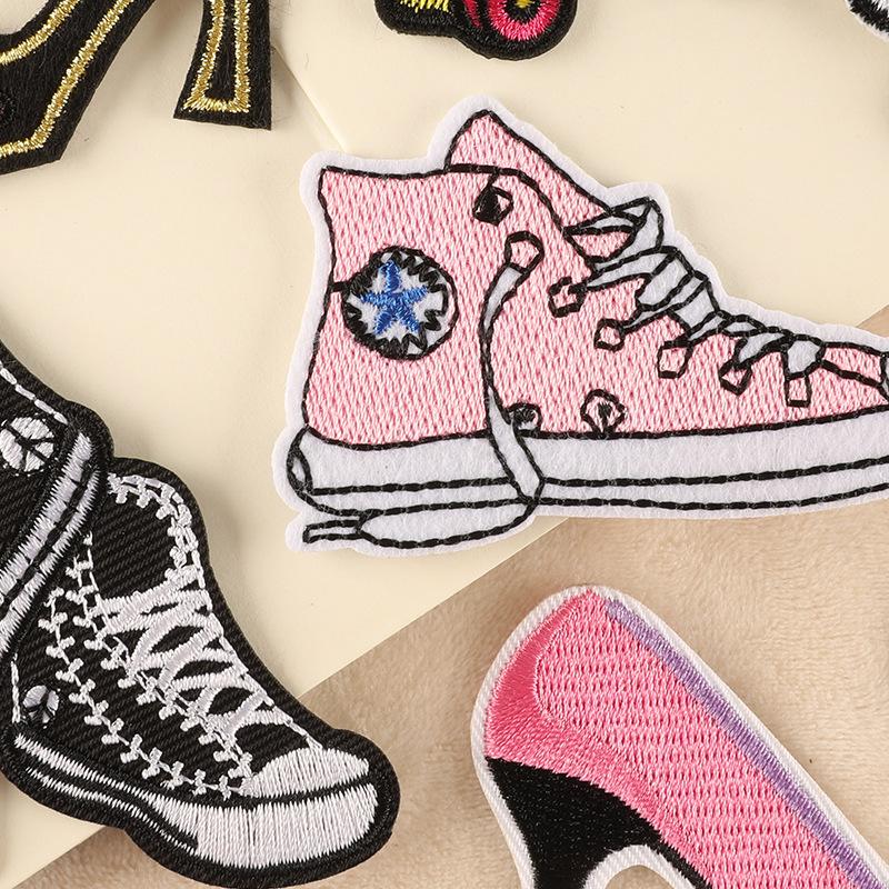 Вышитая печать, вышитая обувь, аксессуары для одежды, нашивки-наклейки на самоклеящейся основе, эмблемы для обуви, декоративные украшения, тканевые этикетки, тканевые наклейки