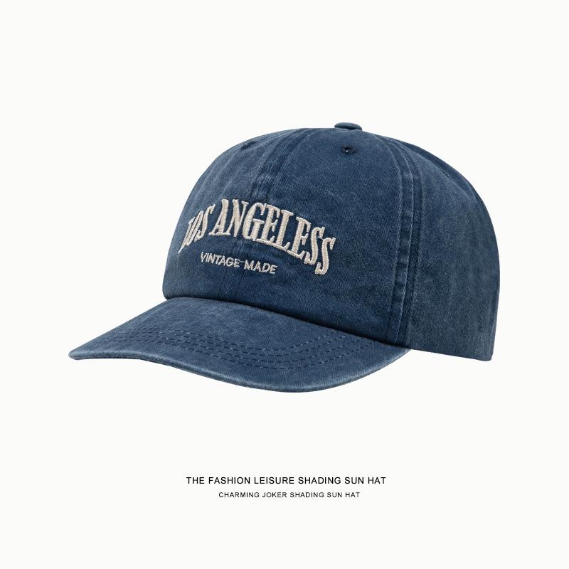 Корейская модная ретро джинсовая бейсболка с вышивкой и эффектом потертости - Летняя унисекс шляпа от солнца