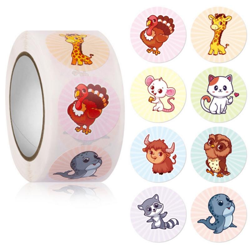 500 наклеек с милыми мультяшными животными, детские поощрительные наклейки