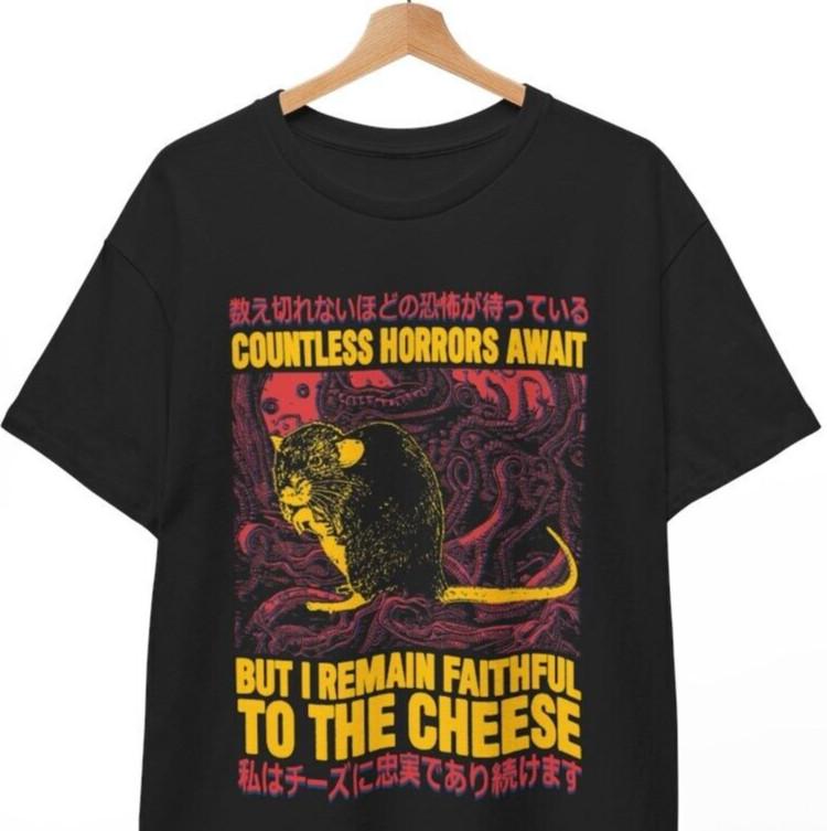 Faithful to the Cheese Japanese Horror Rat T-Shirt Mens Womens Tees Top, Unisex tee