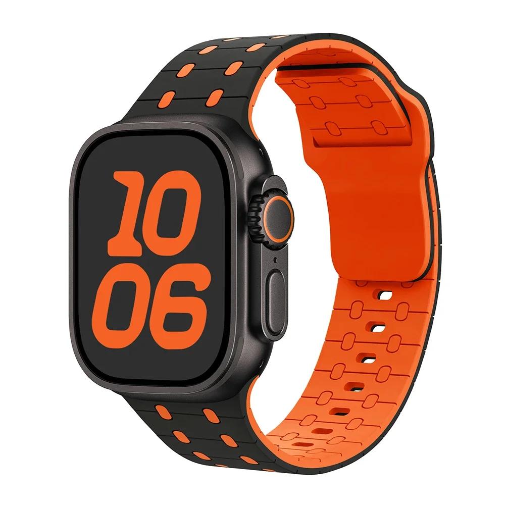 Магнитный силиконовый браслет для Apple Watch ultra 2 ремешок 49 мм 45 мм 44 мм 40 мм 42 мм 46 мм 41 мм 38 мм IWatch Series 10 SE 9 8 7