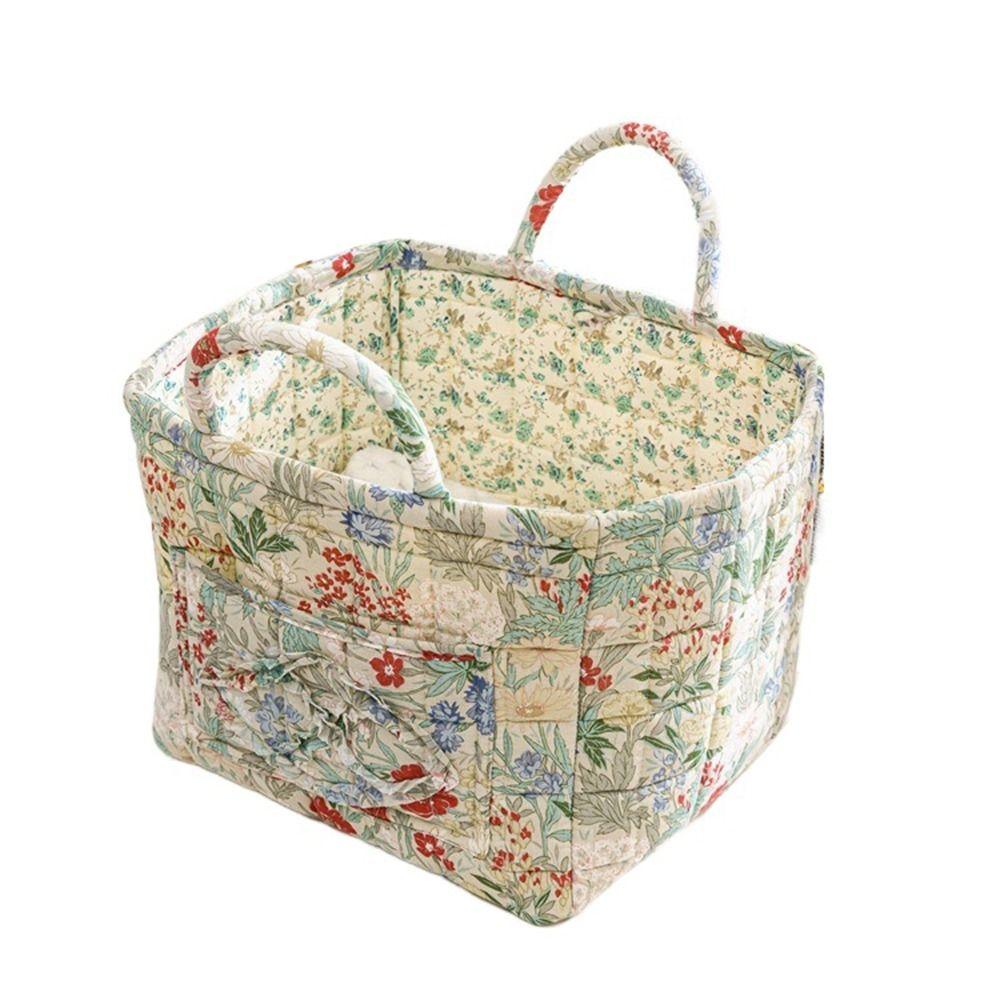 Elegant Pastoral Style Fabric Storage Basket Stackable Foldable Sundries Storage Organizer Washable Picnic Basket for Home