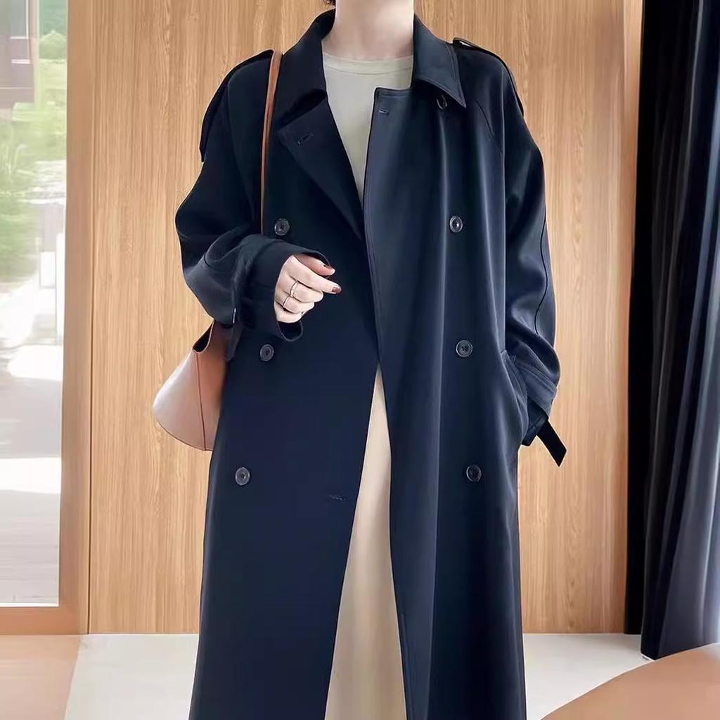 Новая весенняя женская одежда, ветровка средней длины в британском стиле с драпировкой для женщин, свободная, повседневная и универсальная верхняя одежда