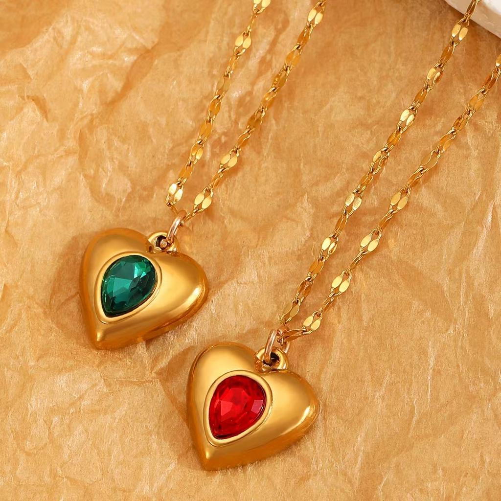 2026 Легкая роскошь любовь драгоценный камень кулон ожерелье женское высококлассное универсальное ожерелье-чокер из нержавеющей стали