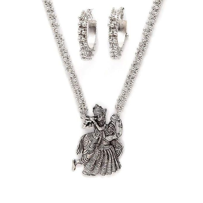 Shining Diva Fashion Последний стильный традиционный набор украшений из окисленного серебра для женщин
