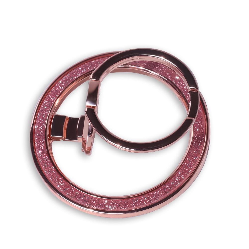 Магнитный держатель-кольцо для телефона MagSafe, подставка - Двойное кольцо, блестящий сплав цинка, настольная подставка