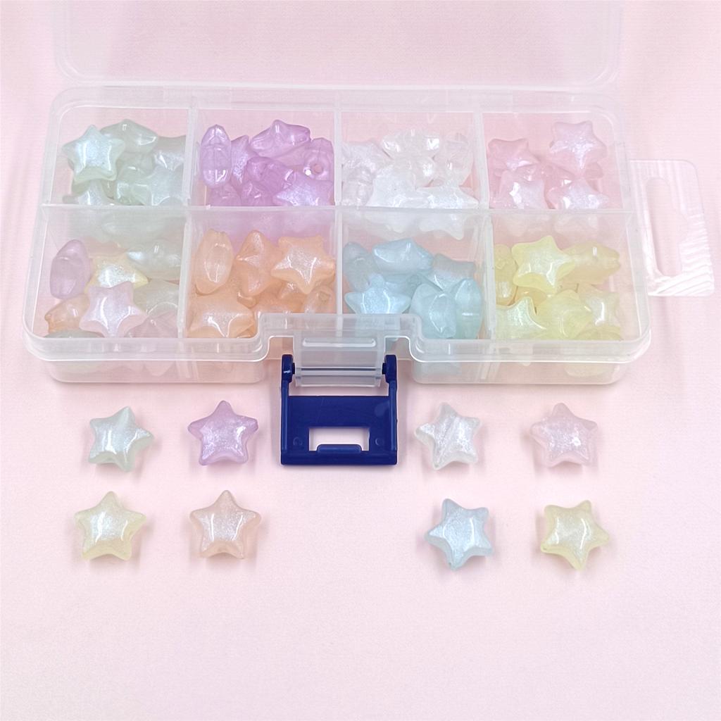 Товары для вечеринок Акриловая эластичная нить Ювелирные изделия Изготовления Изящные сверкающие самодельные материалы Звездные бусины Подвески 1 набор Макарон Цвет с иглой Пентаграмма