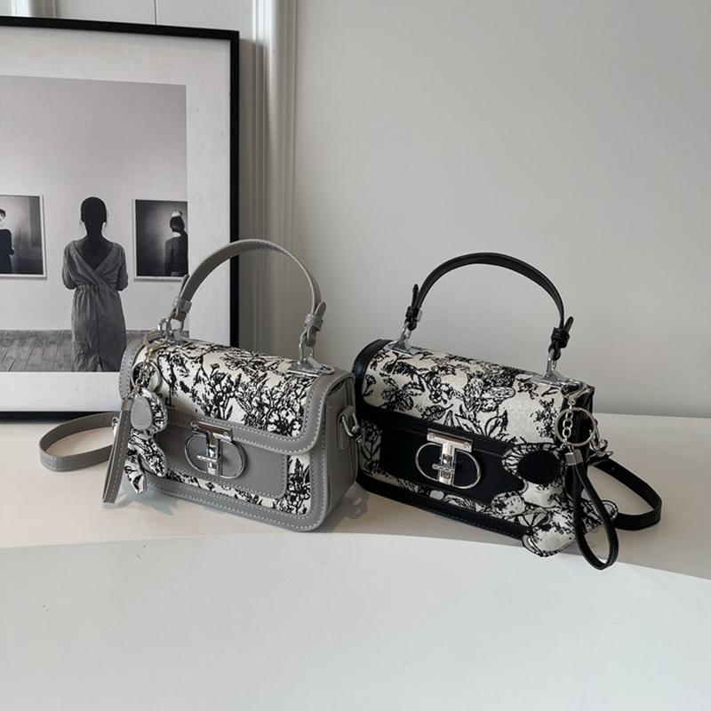 Hot Style High-end Western Style Printed Handheld Small Square Bag Women's Bag Trendy Stitching Single Shoulder Crossbody Bag