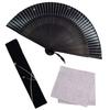 [Osaka Choseido] Men's Stylish Folding Fan, Business Style, with Folding Case and Handkerchief, Seiga (Swallow) Design