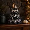 Dark Style Holiday Ornaments Halloween Wooden Tree Ornament, 2D Flat Quilted Fabric Desktop Double Artistic Crafts for Gifts Side Wood Table Sign Home