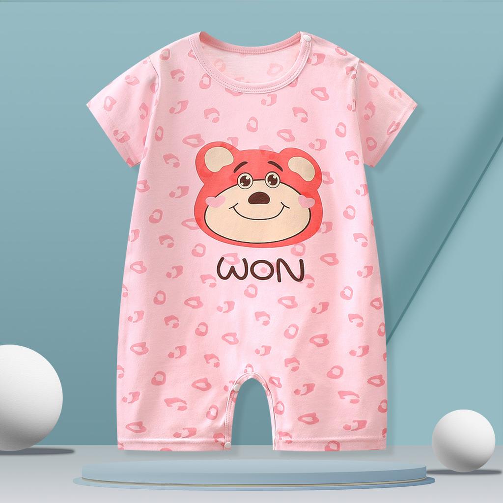 Baby Thin Onesie Summer Newborn Short Sleeved Crawl Suit Cartoon Pajamas for Boys and Girls