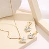 Fashionable Heart Shaped Crystal Necklace Drop Earrings Stylish Jewelry Set Elegant Ear Dangle Alloy Material for Women